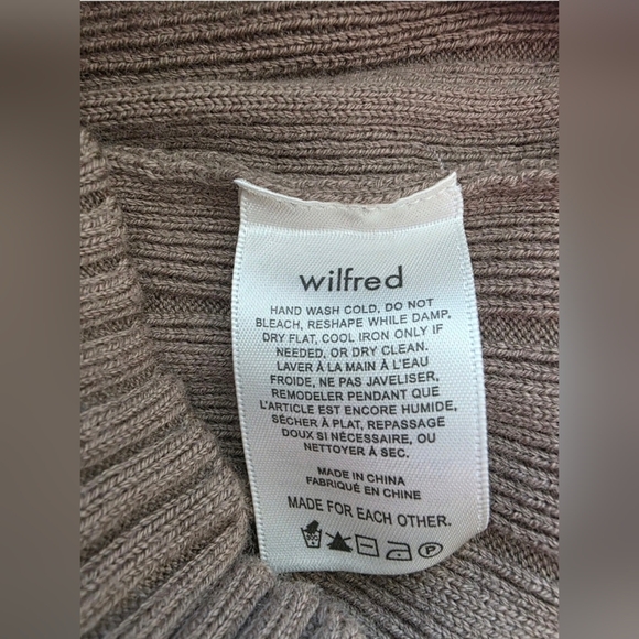 Wilfred Plunge Front Cardigan Merino Wool Blend Three Button Front In Brown Sz L - Picture 5 of 14